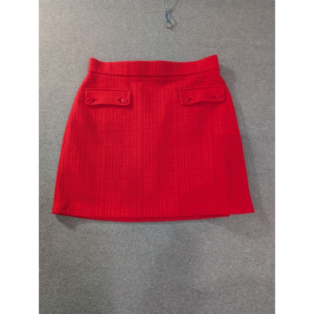 LOFT Bright Red Textured Mini Skirt